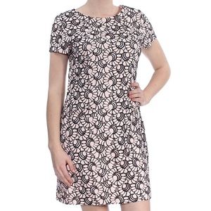 Tommy Hilfiger Pink & Black Floral Motif Lace Scoop Neck Cocktail Dress
Size: 8